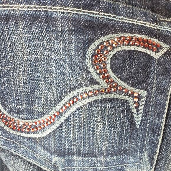Rock & Republic Jeans Women 25X30 Kasandra Red Swarovski Crystal Slight Boot Cut - Picture 6 of 8